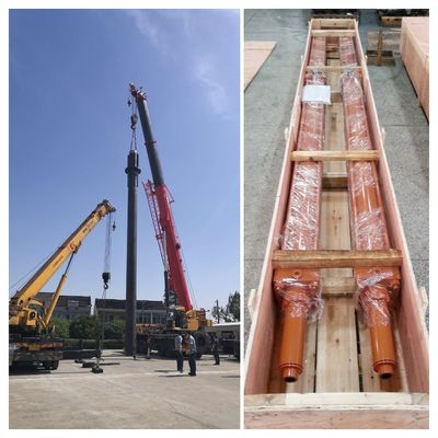 21 MPa werkdruk Eenvoudig werkende zware 3-stap hydraulische cilinders met 27SiMn-cilinderbuis